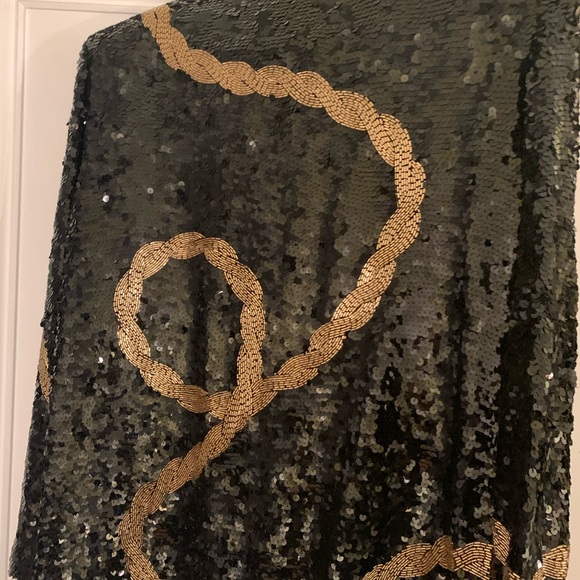 Marigana size 16 black and gold sequinned vintage jacket - Picture 3 of 4